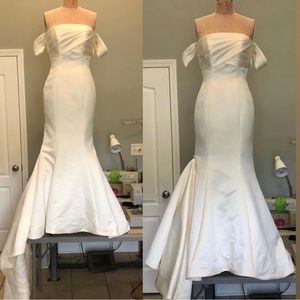Small classic satin ivory wedding dress